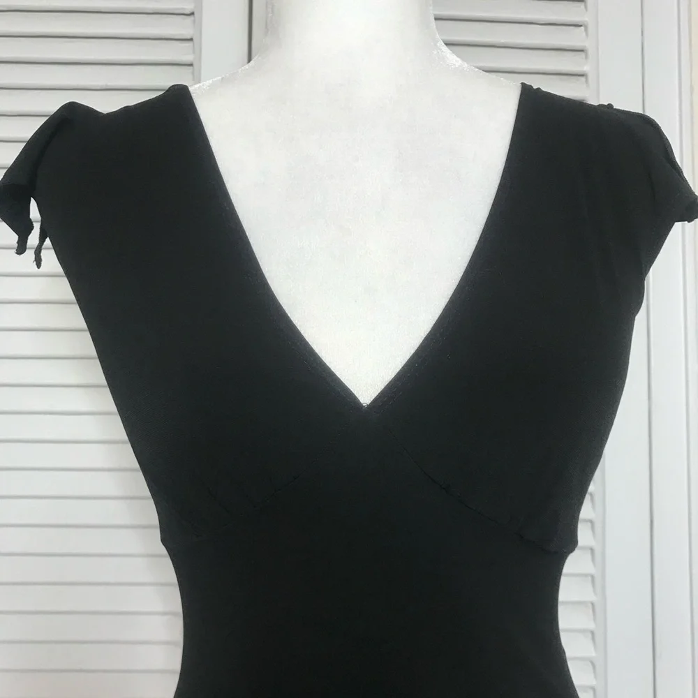 Vintage V Neck Flutter Sleeve Blouse - Picture 2 of 4